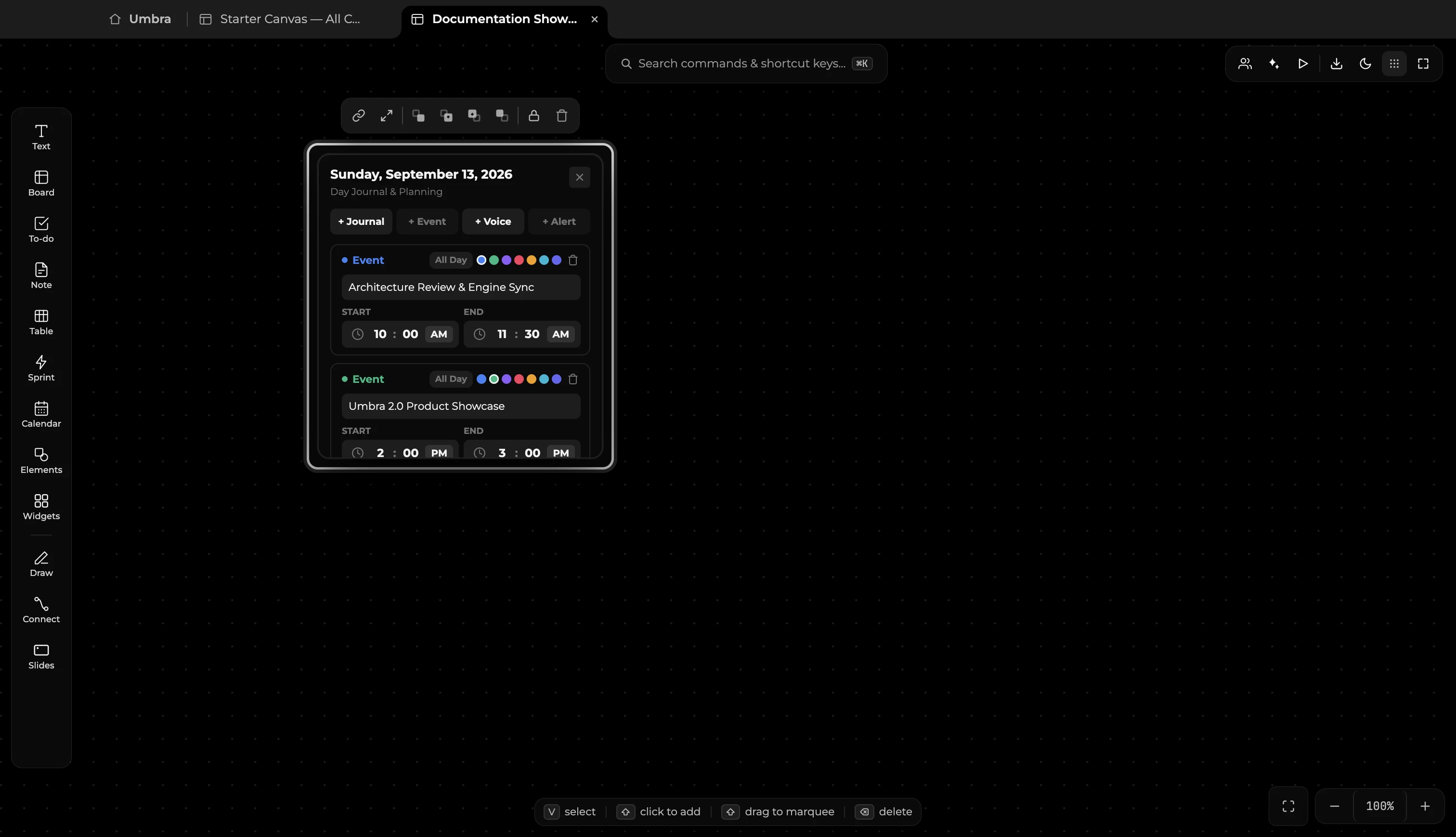 Date entry pop-up window showing events, journal entries, mood tags, and time pickers