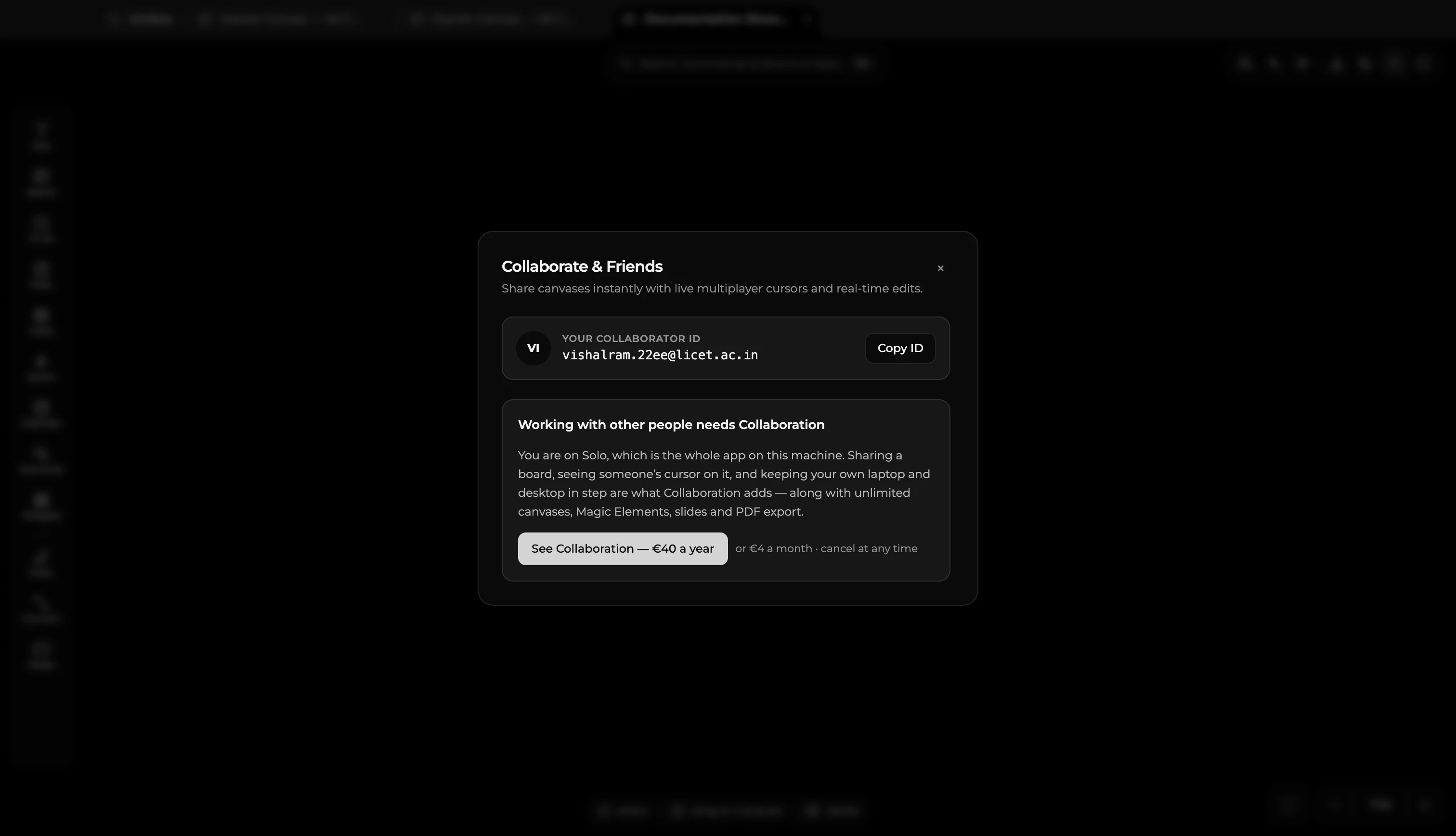 Umbra Collaborate and Friends panel showing Collaborator ID, friend pairing, and peer-to-peer sharing