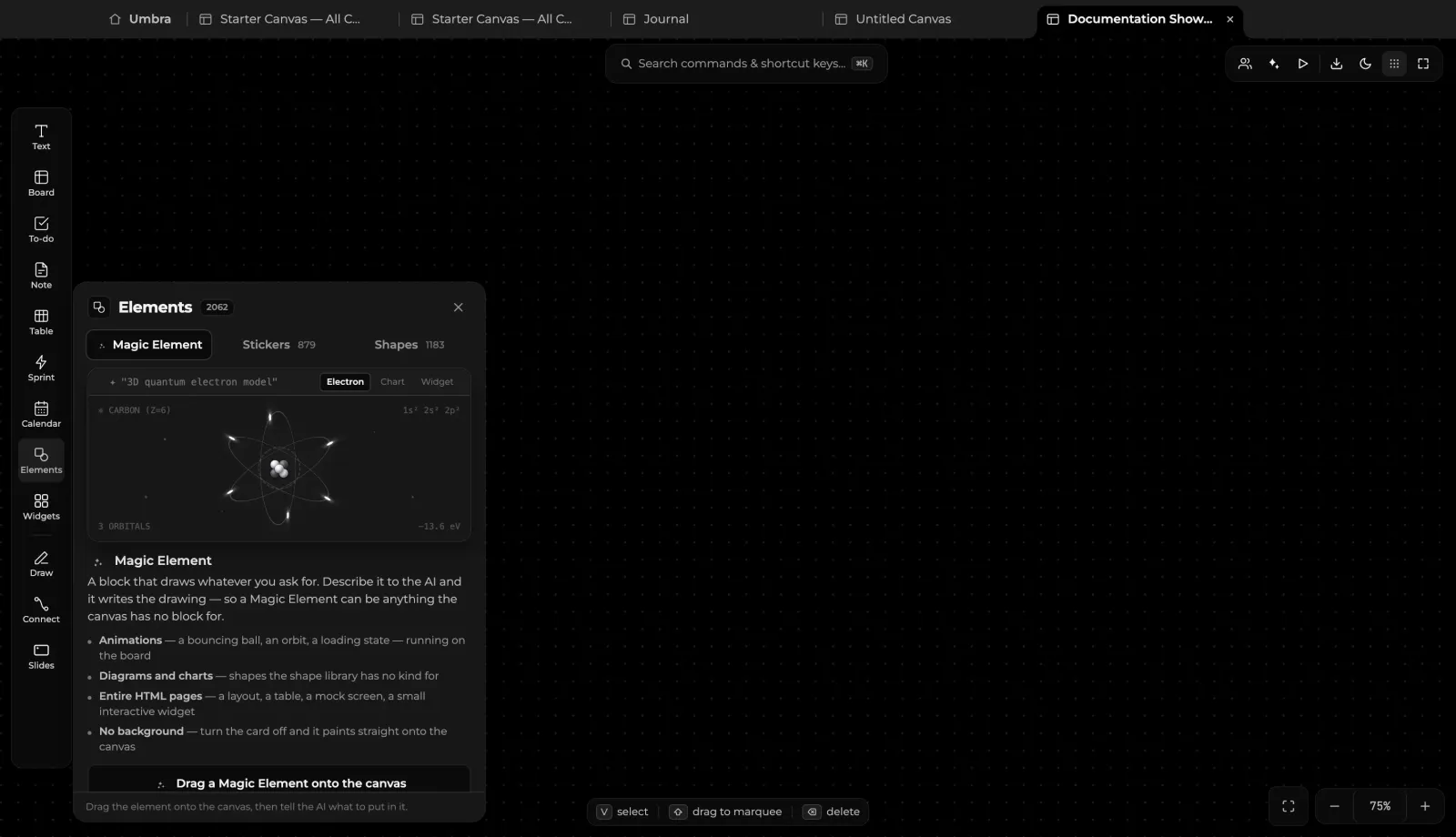 The Magic Element code editor and live interactive Carbon Atom simulation preview